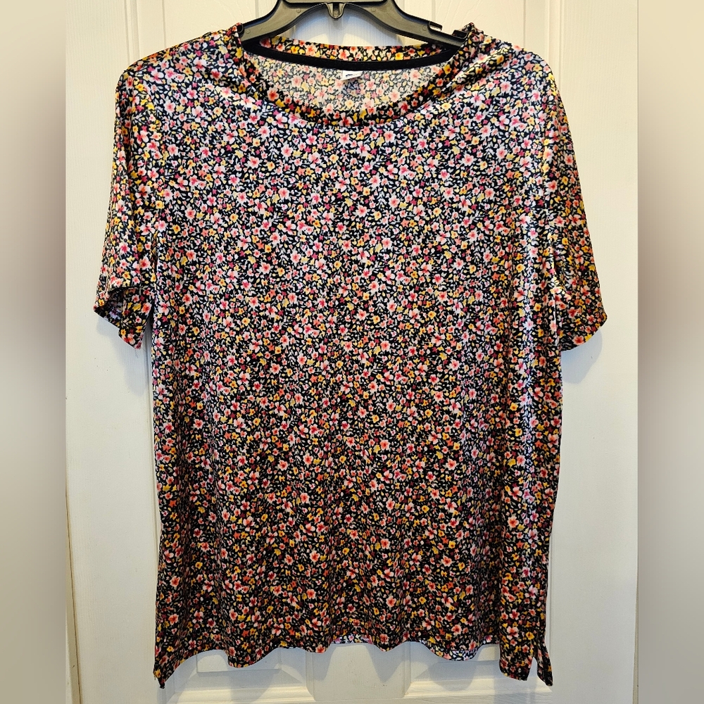 Old Navy Floral Print Velour Women's Top - XL